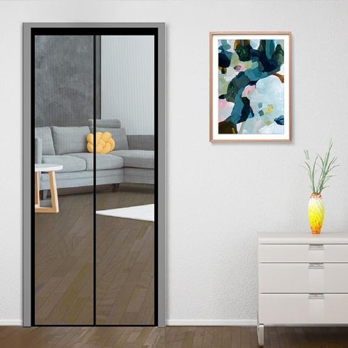 Mosquito net for doors with magnetic closure, 200x100 cm, black fiberglass screen