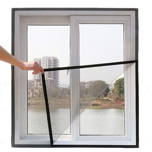 ARMORX Fiberglass Mosquito Net for Doors and Windows, Fastener Tape, Black, 4ft x 4ft - Effective Insect Protection
