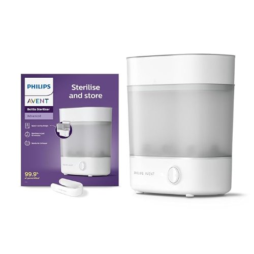 Philips Avent sterilizer for baby bottles, BPA-free, with natural steam sterilization and modular design.