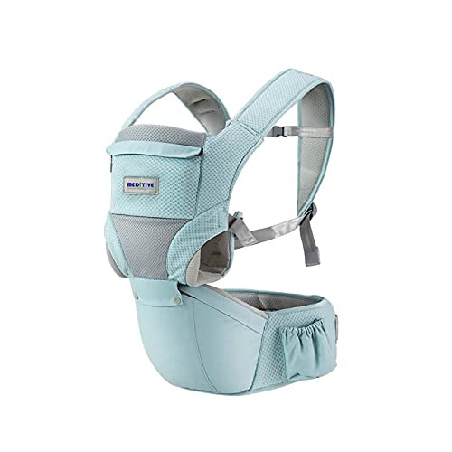 MEDITIVE Baby Carrier with Detachable Hip Seat showing 3-in-1 versatility.