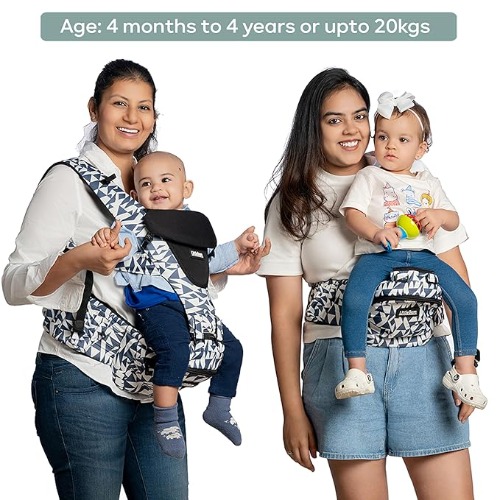 LITTLEBUM Silver Hills Baby Carrier with detachable hip seat and breathable mesh fabric, suitable for babies aged 4 months to 48 months.