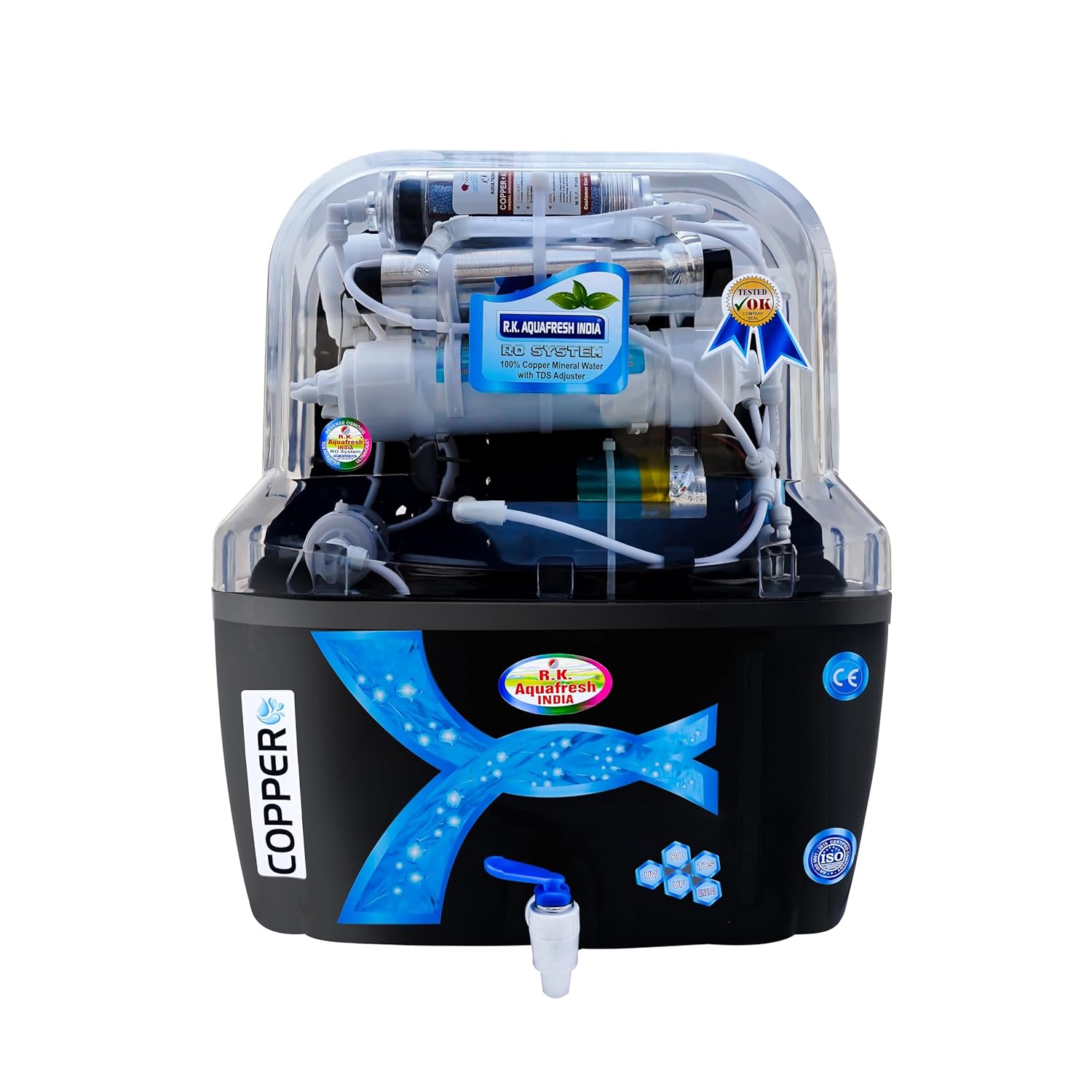 R.K. Aqua Fresh Premium Swift Plus 12L RO UV UF Copper Alkaline TDS Water Purifier in Black for Home and Office