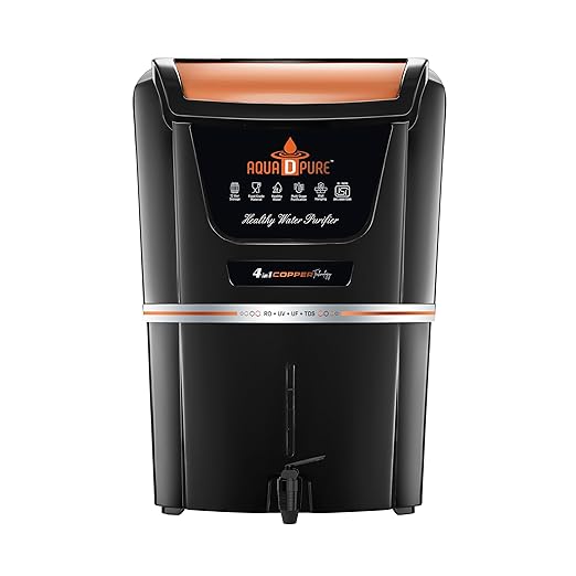 AQUA D PURE 4-in-1 Copper RO Water Purifier with 12L Storage, UV, UF, TDS Adjuster – Ideal for Small Families