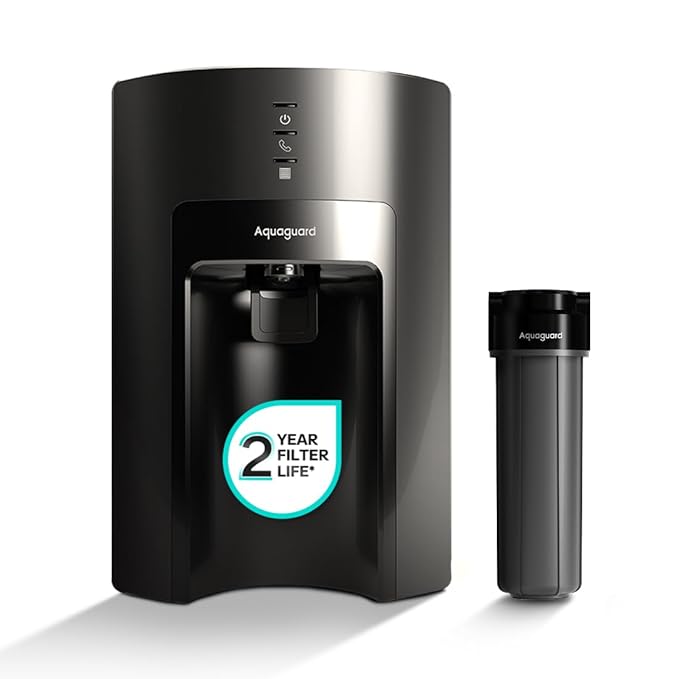 Aquaguard Delight Aquasaver water purifier with RO+UV+UF technology and 2-year filter life for Indian homes.