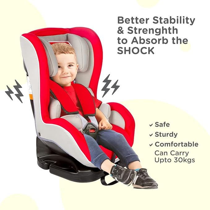 Mee Mee baby carry cot in red color with thick cushions and 3-point safety belt