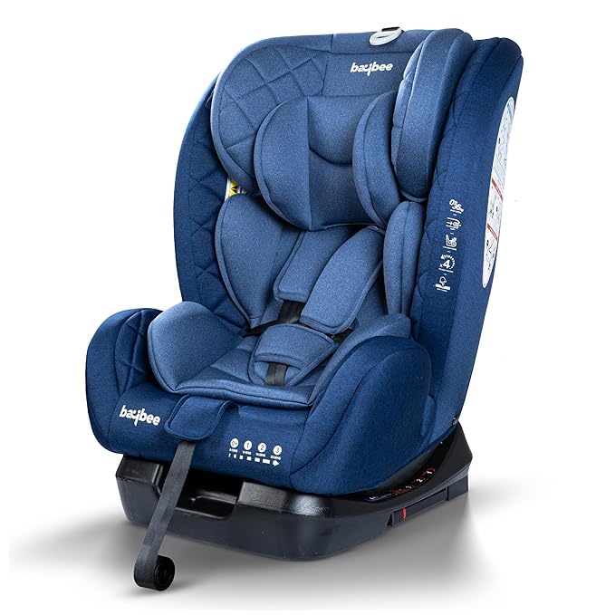 Baybee convertible car seat in blue with ISOFIX and 3 recline settings for babies and kids.